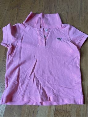 Vineyard Vines Girls Pink Polo Shirt with Whale Logo